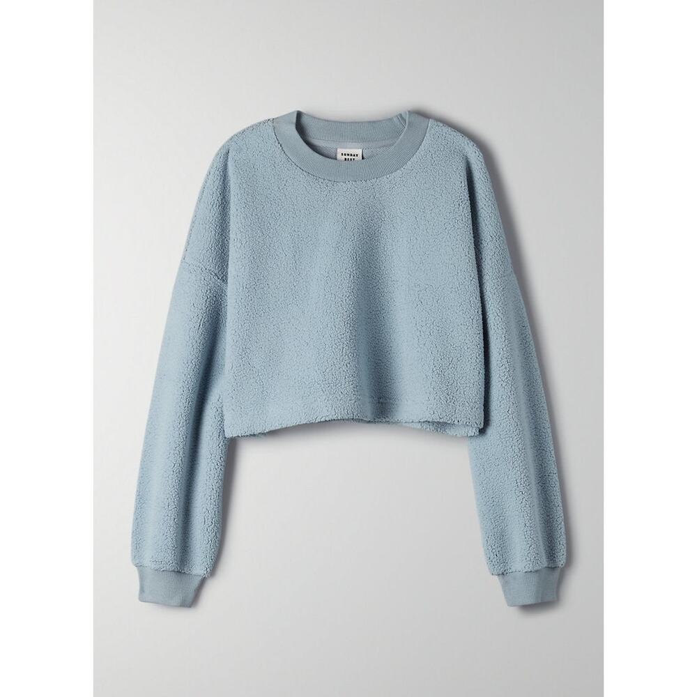 Sunday Best Lupa Crewneck Fuzzy Sweater - S - Serene Blue